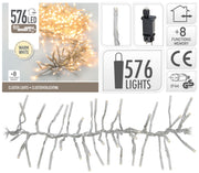 LUCI NATALE GHIRLANDA 576 LED BIANCO CALDO CON GIOCHI DI LUCE