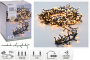LUCI DI NATALE 1200 LED BIANCO CALDO 8 GIOCHI DI LUCE