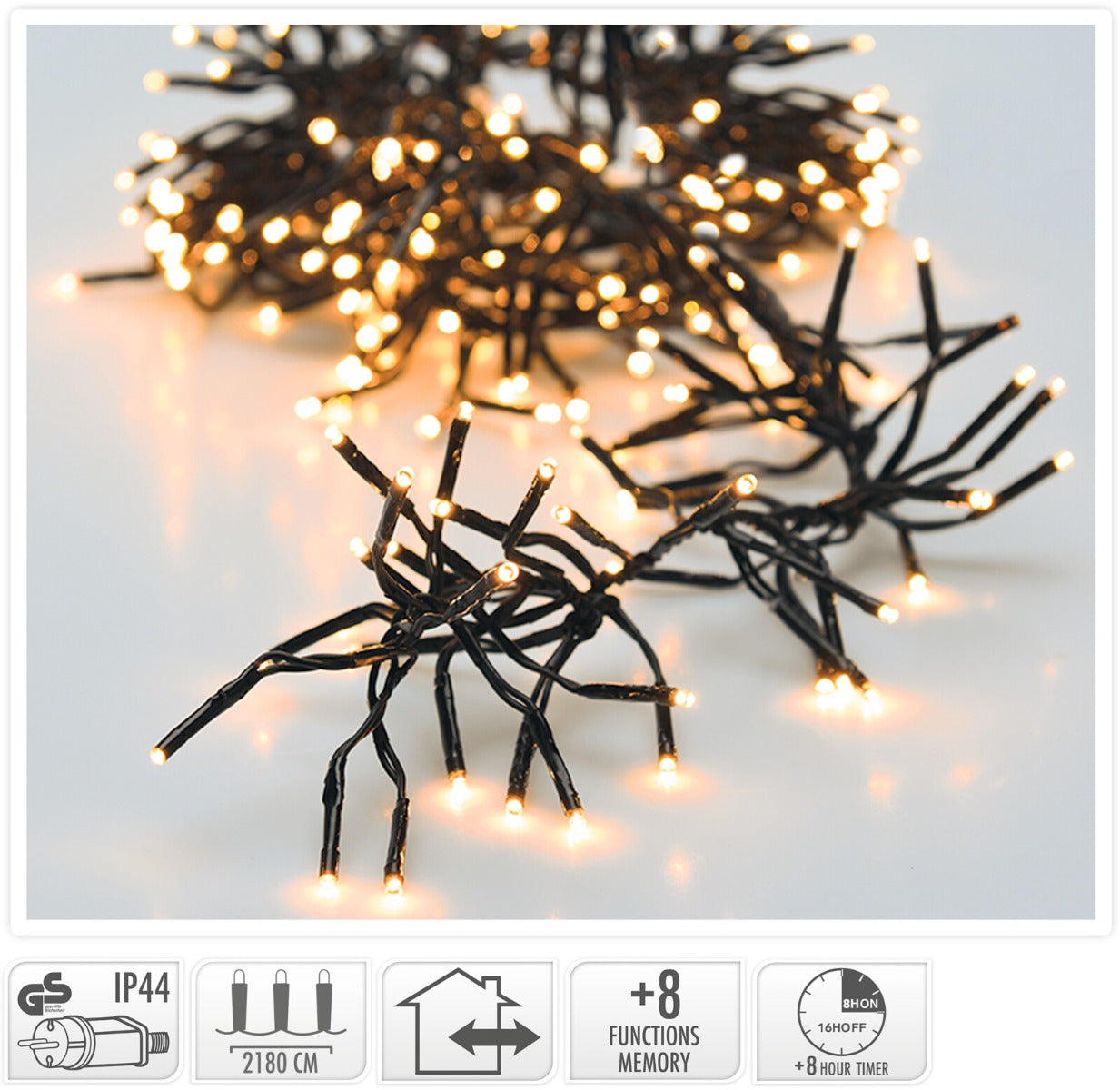 GHIRLANDA 3000 LED BIANCO CALDO 21,8MT CAVO NERO