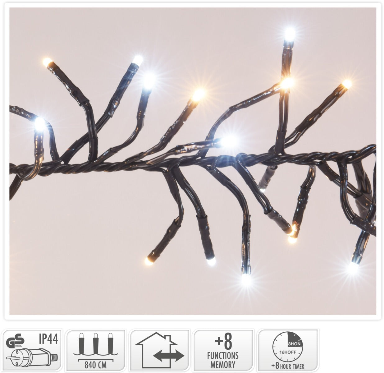 GHIRLANDA 1152 LED, BIANCO CALDO/FREDDO, 8,4MT