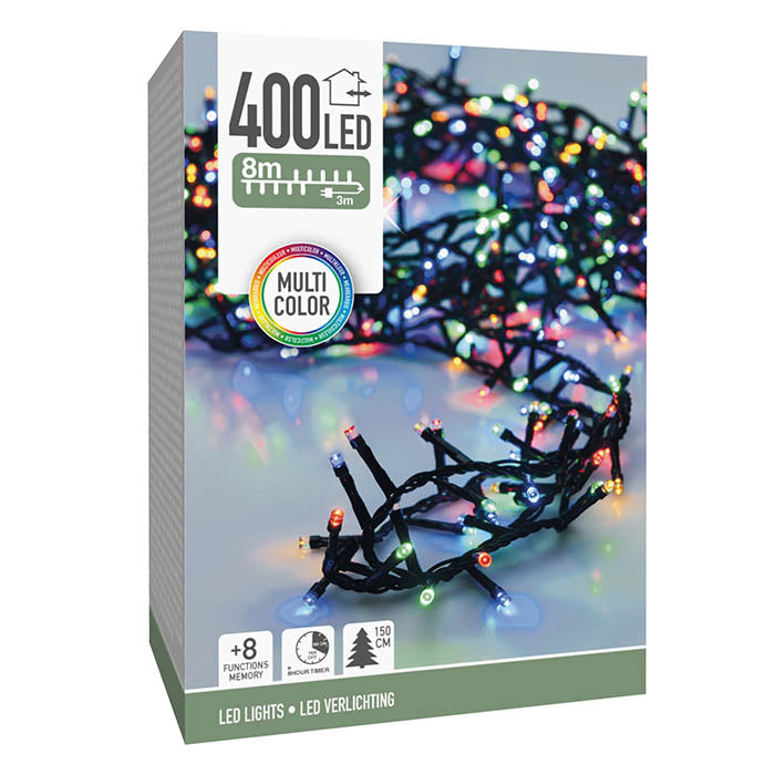 LUCI DI NATALE 400 LED, 8MT, 8 GIOCHI DI LUCE, MULTICOLORE