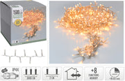 LUCI DI NATALE 1500 LED, 30MT, 8 GIOCHI DI LUCE, BIANCO EXTRA CALDO