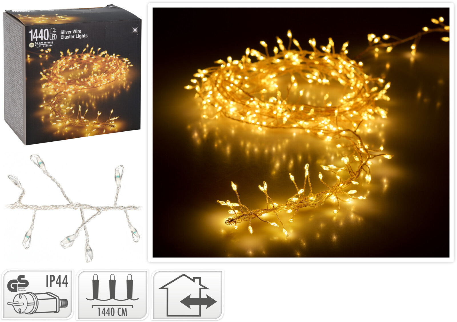 LUCI NATALE GHIRLANDA 1440 LED BIANCO CALDO