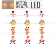 40 LED LINEARI CON CAMPANELLE/PUPAZZO/RENNA O BABBO NATALE ASSORTITI