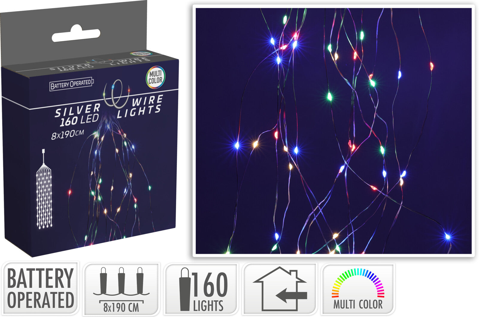 CASCATA 160 MICRO LED, 80X190CM, MULTICOLORE