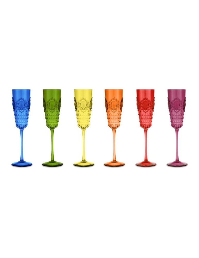 SET 6 BICCHIERI CHAMPAGNE, BAROQUE & ROCK, COLORI ASSORTITI