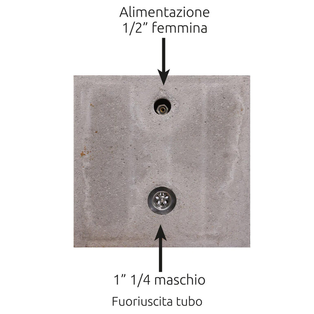 FONTANA A COLONNA DA GIARDINO CON BASE IN CEMENTO E VASCA RETTANGOLARE ANTRACITE