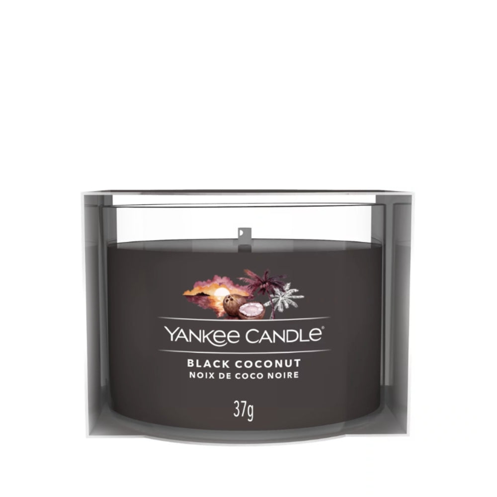 CANDELA VOTIVE IN VETRO SINGOLA BLACK COCONUT