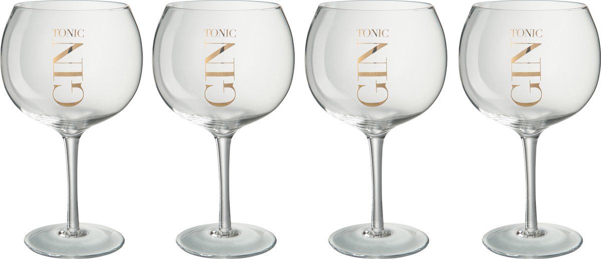 1 Bicchiere Regalo con 4 Bicchieri da Gin 26x26x23 cm Trasparente/Oro