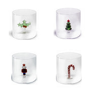 BICCHIERE DA ACQUA IN VETRO BOROSILICATO 250 ML DECORAZIONE NATALIZIA ASSORTITO
