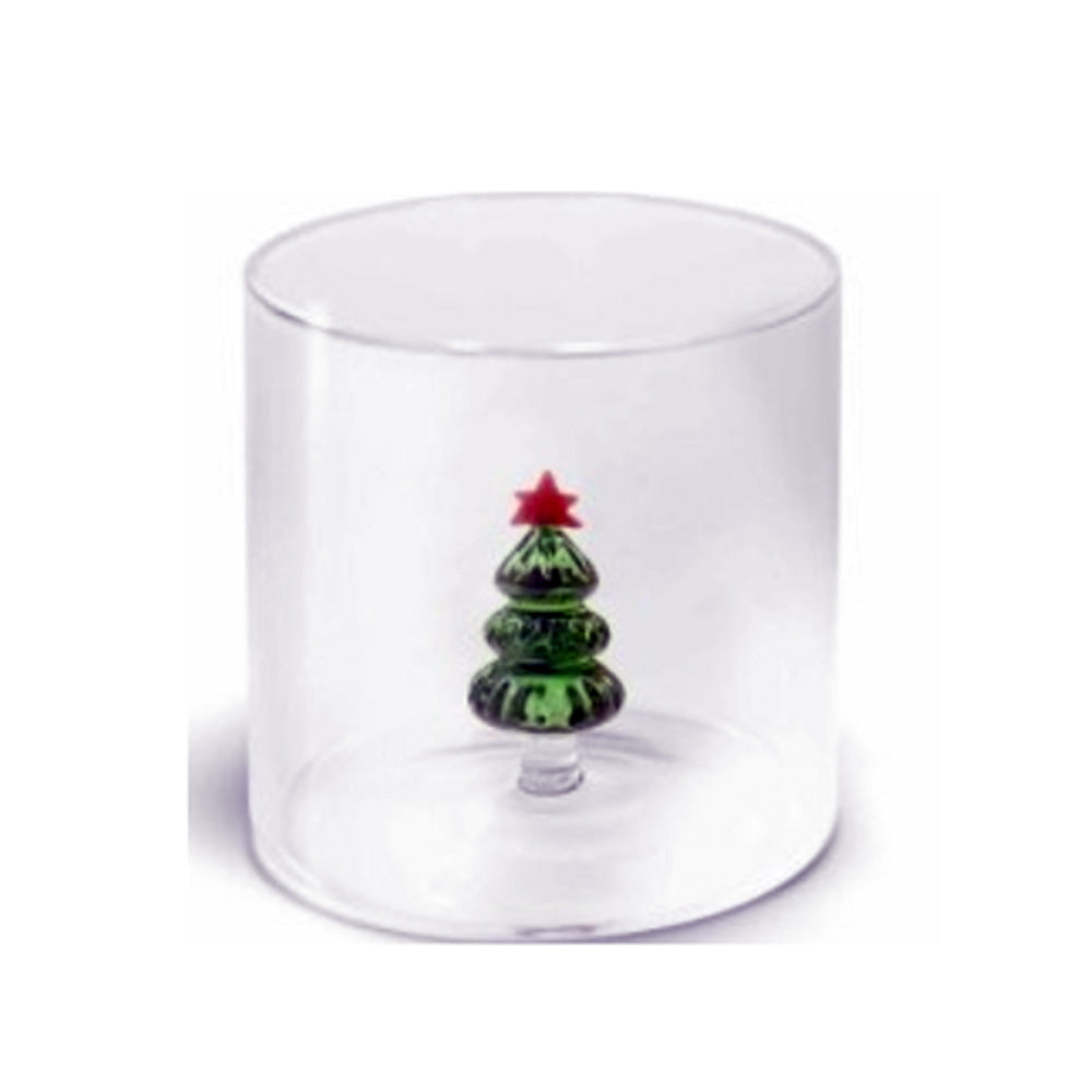 BICCHIERE DA ACQUA IN VETRO BOROSILICATO 250 ML DECORAZIONE NATALIZIA ASSORTITO