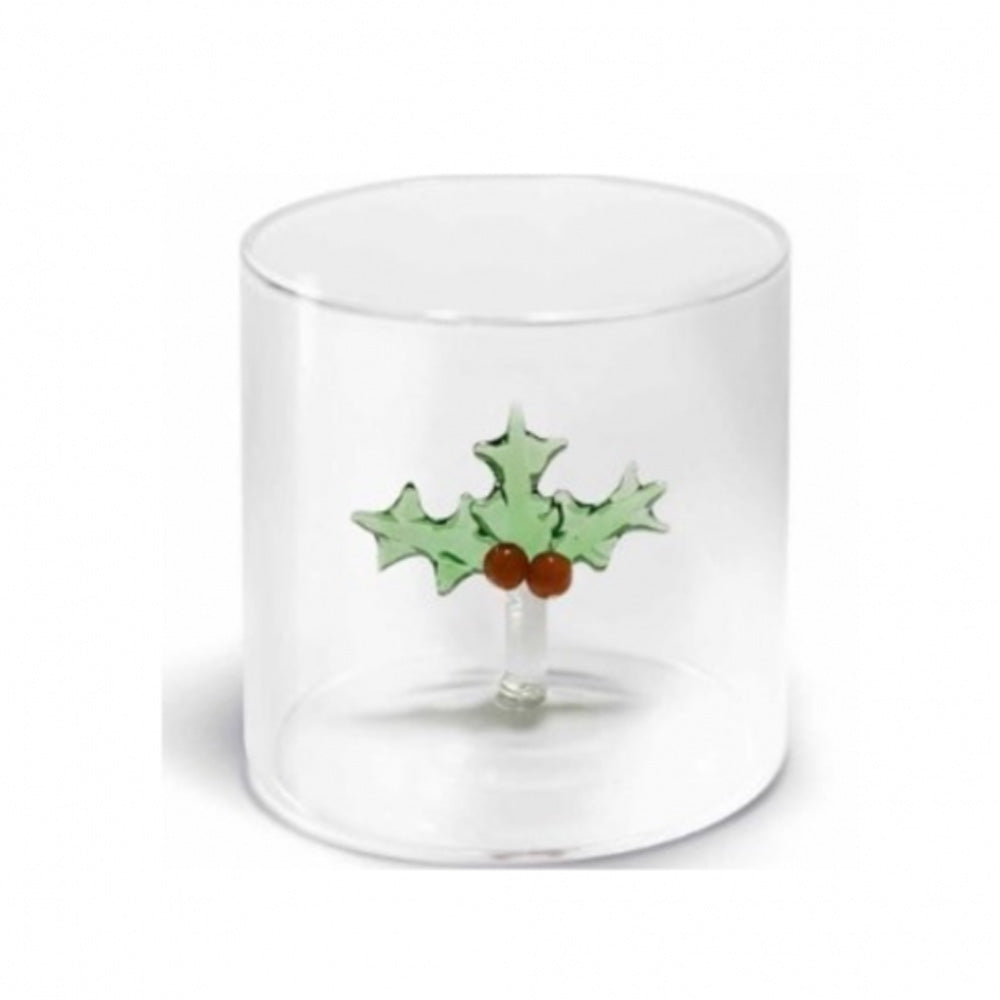 BICCHIERE DA ACQUA IN VETRO BOROSILICATO 250 ML DECORAZIONE NATALIZIA ASSORTITO