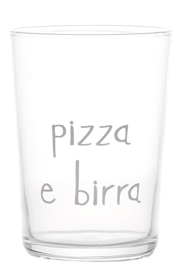 Bicchiere Pizza e Birra 50cl H 12cm D 8 8cm Bianco SIMPLE DAY