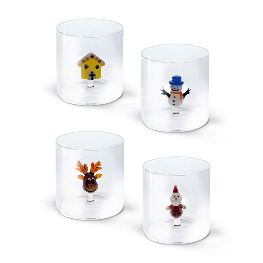 BICCHIERE IN VETRO BOROSILICATO 250ML NATALIZIO ASSORTITO