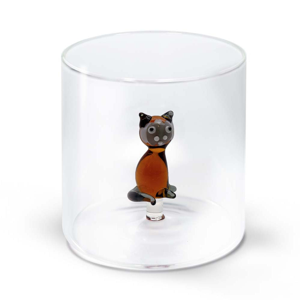 BICCHIERE IN VETRO BOROSILICATO 250ML GATTO SIAMESE