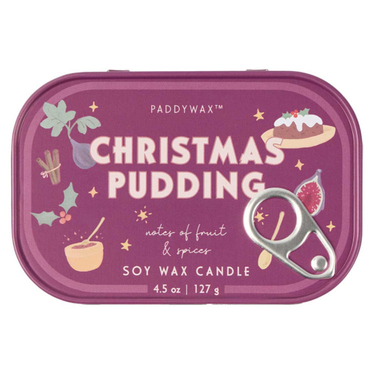 Candela in Latta Christmas Pudding Frutta e Spezie 127g Viola Paddywax