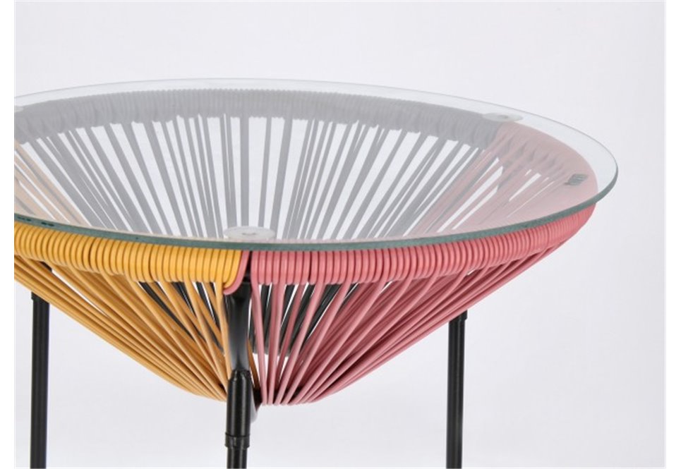 TAVOLINO CON VETRO PARKER MULTICOLOR D50CM