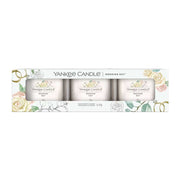 CONFEZIONE REGALO CON 3 CANDELE VOTIVE IN VETRO WEDDING DAY
