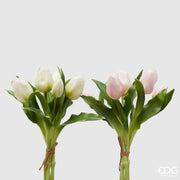 BOUQUET TULIPANI OLIS ARTIFICIALE H28CM BIANCO O ROSA ASSORTITO