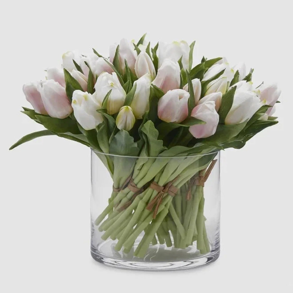 BOUQUET TULIPANI OLIS ARTIFICIALE H28CM BIANCO O ROSA ASSORTITO