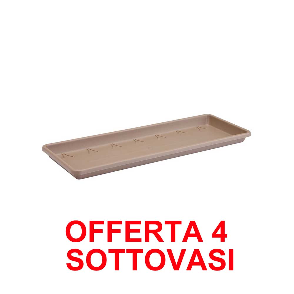 OFFERTA 4 SOTTOVASO PER FIORIERA BARCELONA TROUGH SAUCER 50CM TAUPE