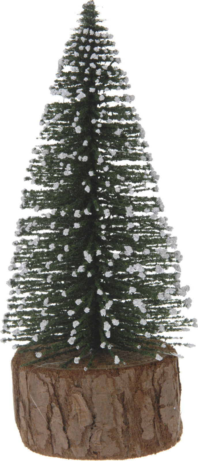 PINETTO VERDE INNEVATO CON BASE IN LEGNO H14CM