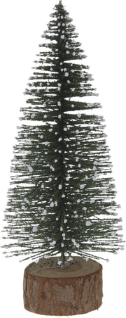 PINETTO VERDE INNEVATO CON BASE IN LEGNO H25CM