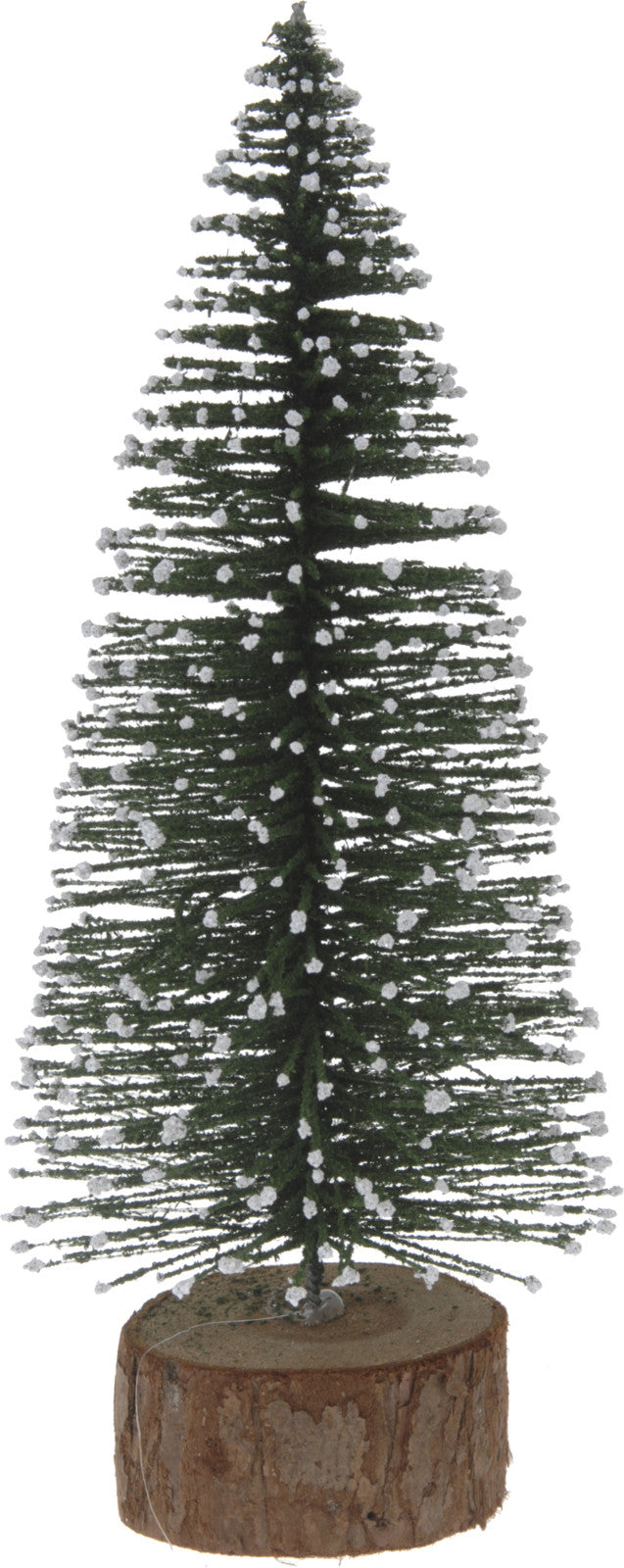 PINETTO VERDE INNEVATO CON BASE IN LEGNO H25CM