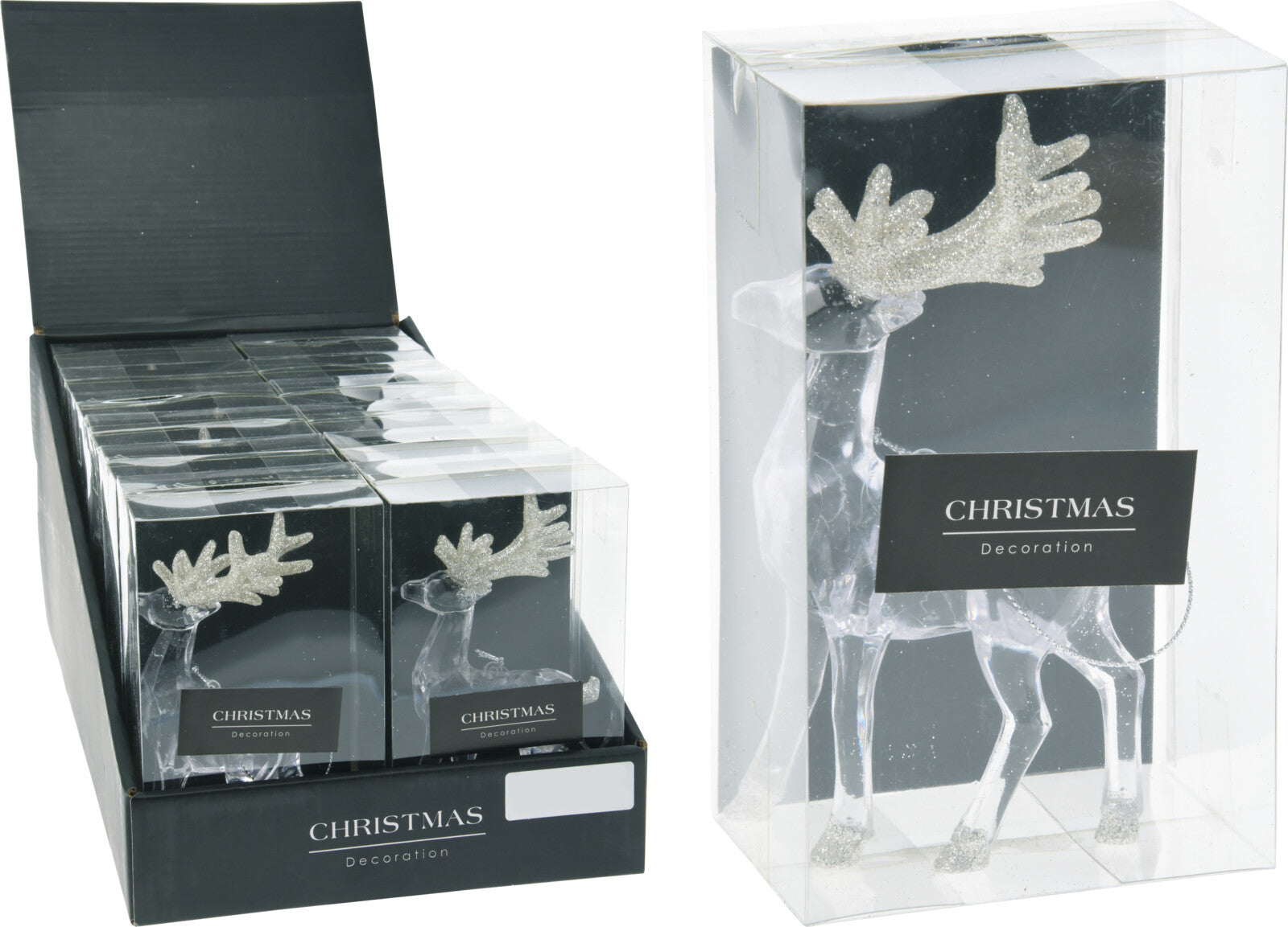 1 RENNA APPENDIBILE 15CM TRASPARENTE CON DECORI CHAMPAGNE