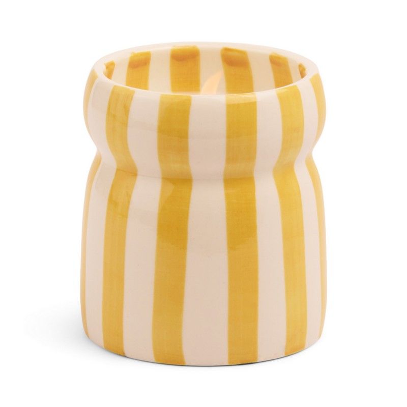 Candela in Ceramica Cabana a Strisce Ocra 184g Gold Coast Boxed Paddywax