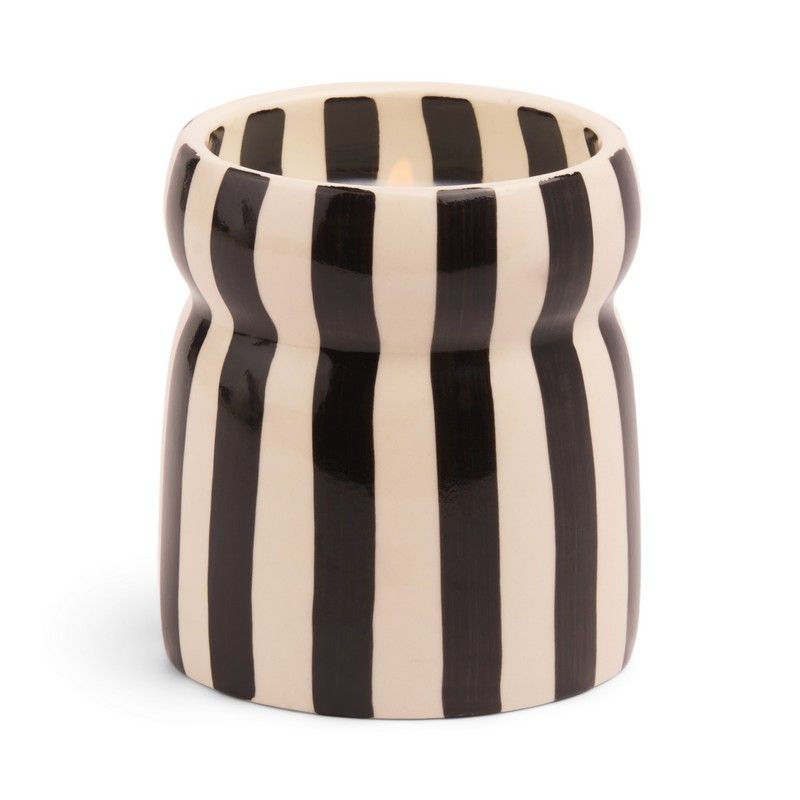 Candela in Ceramica Pietra Lavica A Strisce Nere 184g Paddywax