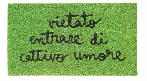 ZERBINO VIETATO ENTRARE DI CATTIVO UMORE VERDE IN FIBRA DI COCCO