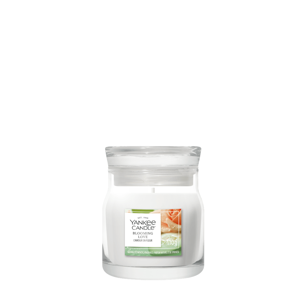 Candela Blooming Love piccola Signature 110g Bianco Yankee Candle