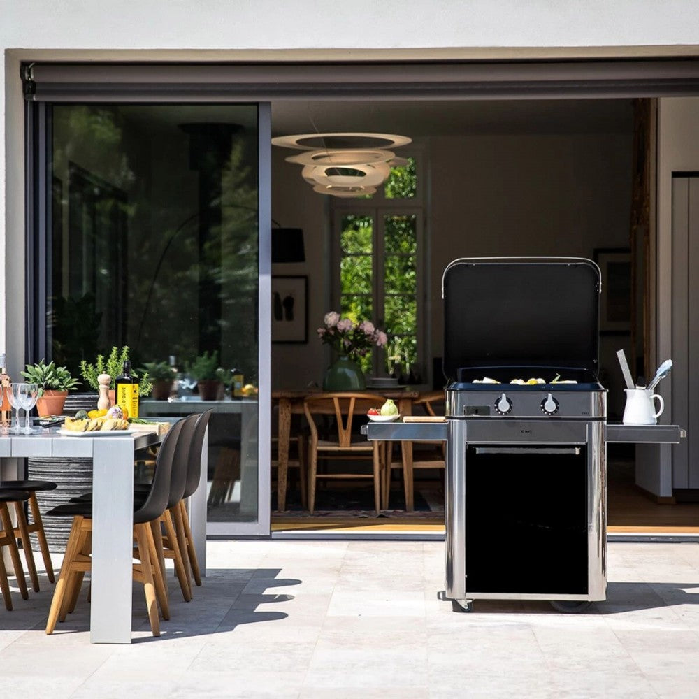 ENO Plancha a Gas con Carrello, 100x126x57cm, Acciaio Inox/Nero
