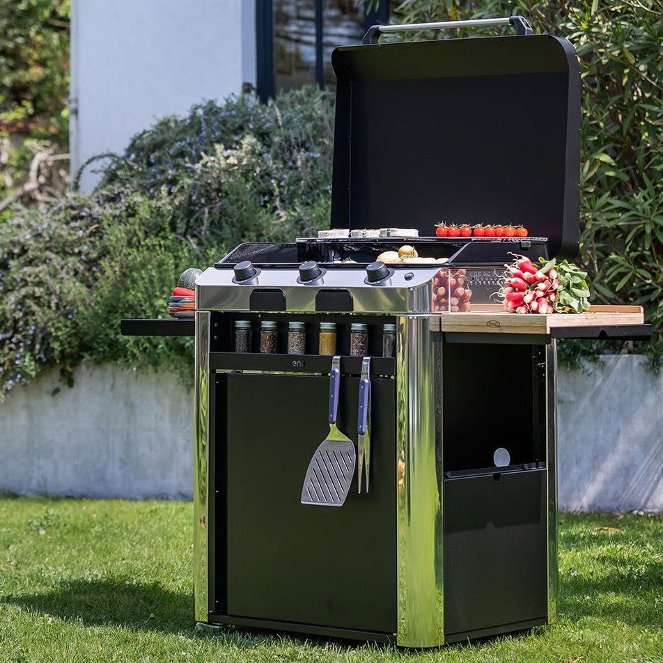 ENO, Plancha a Gas Fusion 75 mit Edelstahlwagen, 75 cm, Edelstahl