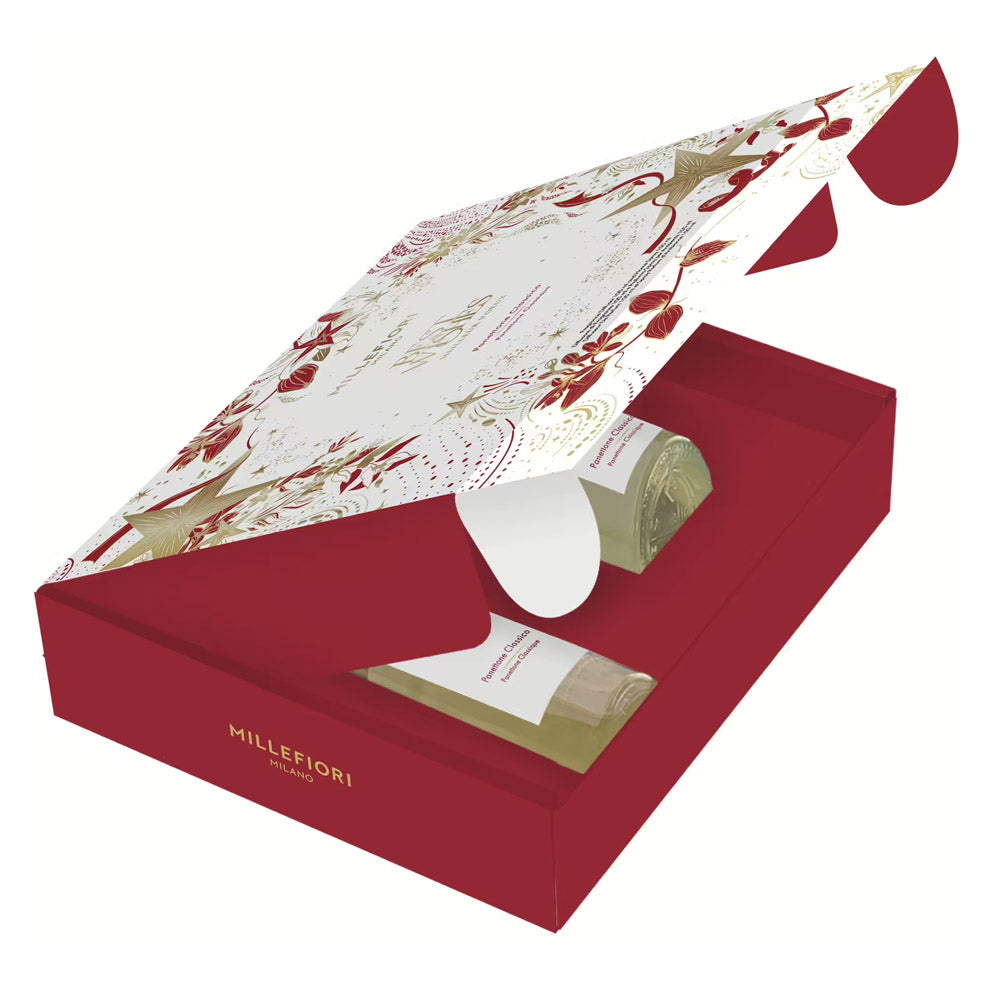 CONFEZIONE REGALO NATALE DIFFUSORE A BASTONCINI 100ML + SPRAY PROFUMAZIONE PANETTONE