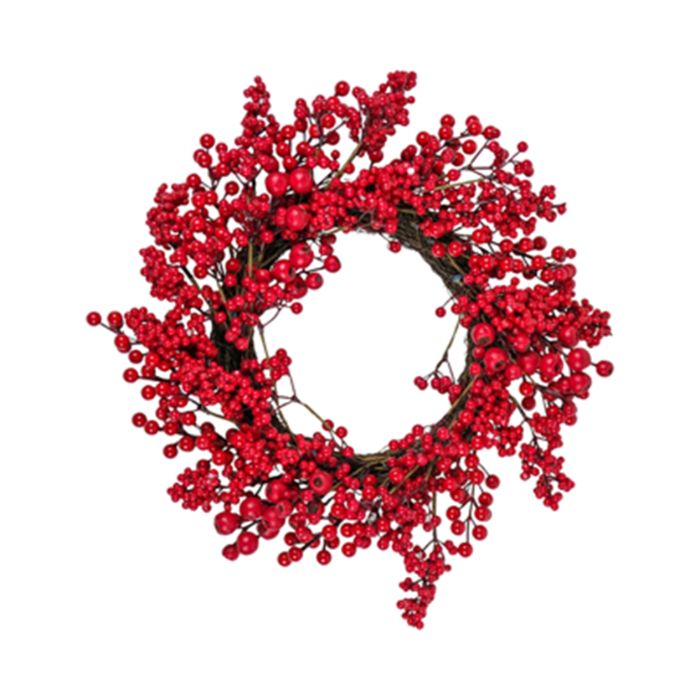 GHIRLANDA CON RIBES ROSSI, 50CM