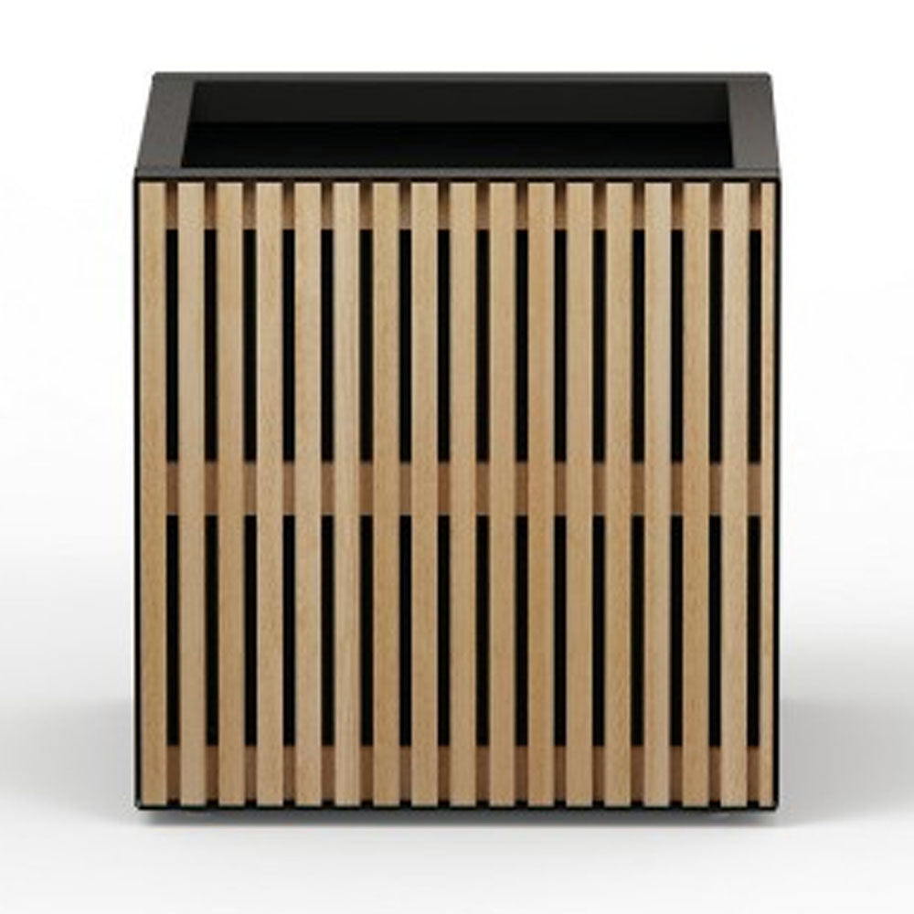 FIORIERA CUBO "DECO PLANTER" IN METALLO 50X50X50CM NERO E LEGNO