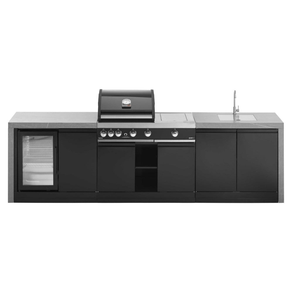 CUCINA GRANDPRO CM 299X61,5XH120 (Cucina da Esterno 299X61,5XH120 Waterfall Series con BBQ Premium G4 plus 4, Frigo e Lavello GRANDPRO )