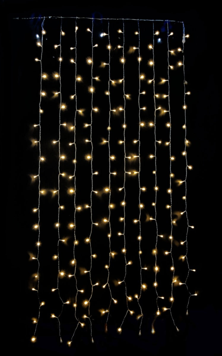 TENDA CON CASCATA 200 LED BIANCO CALDO CON GIOCHI DI LUCE 1XH2MT COLLEGABILE