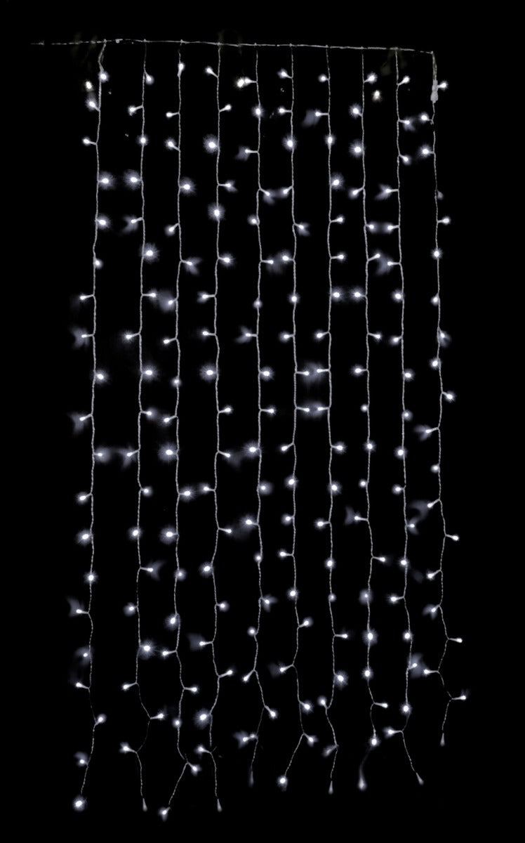 TENDA CON CASCATA 300 LED BIANCO GHIACCIO CON GIOCHI DI LUCE 1XH3MT COLLEGABILE