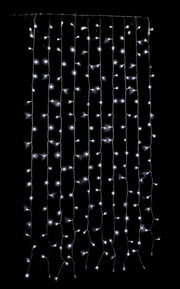 TENDA CON CASCATA 200 LED BIANCO GHIACCIO CON GIOCHI DI LUCE 1XH2MT COLLEGABILE