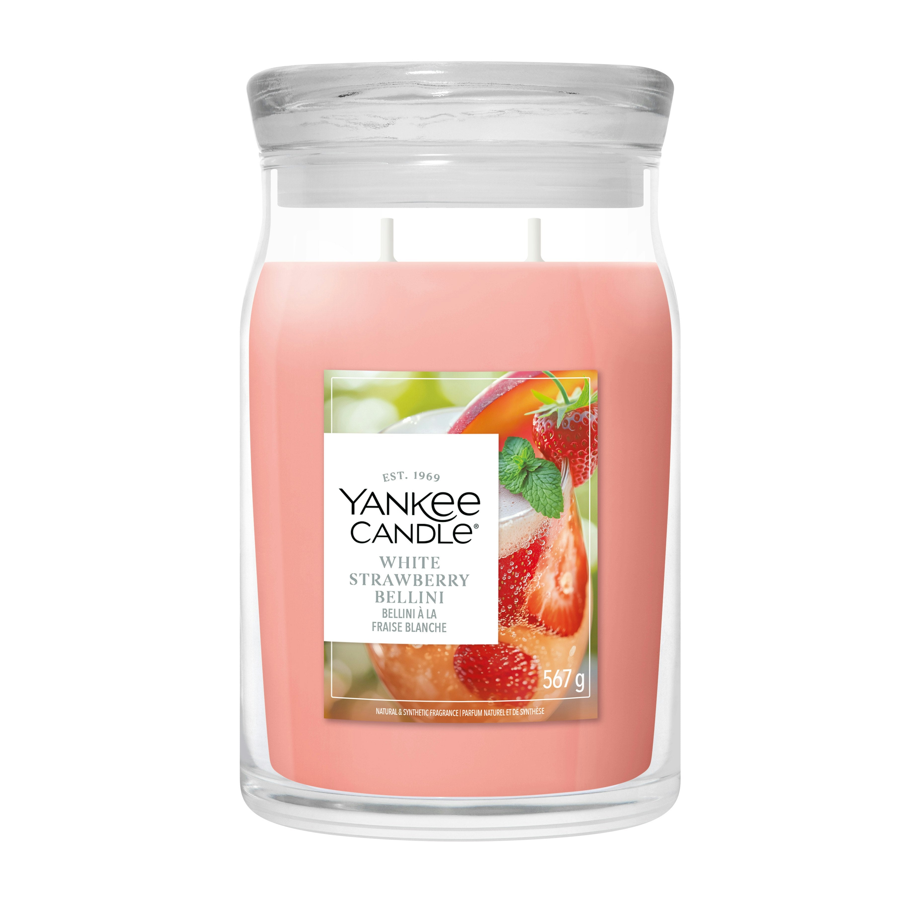 Candela White Strawberry Bellini 567g Rosa Yankee Candle