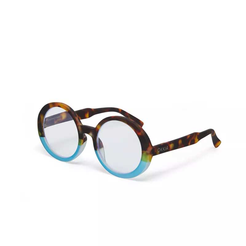 OCCHIALE DA LETTURA MODELLO LAURA COLORE HAVANA E BLU GRAD.+2.00 OKKIA