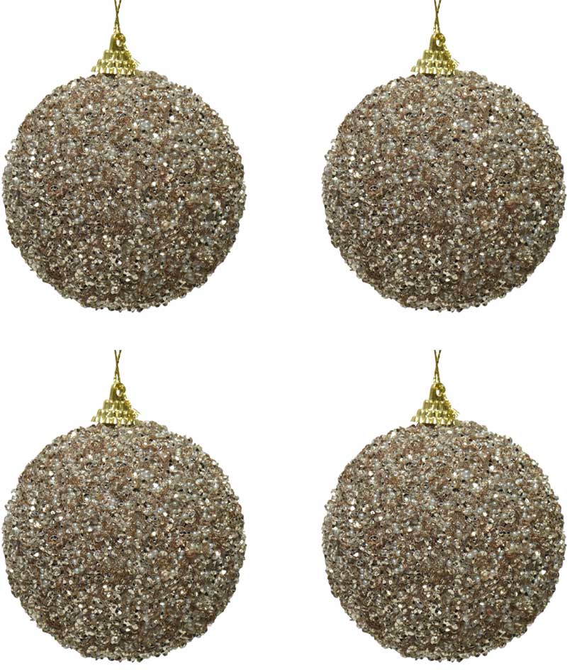 OFFERTA 4 PALLINE DI NATALE MARRONE GLITTER 8CM