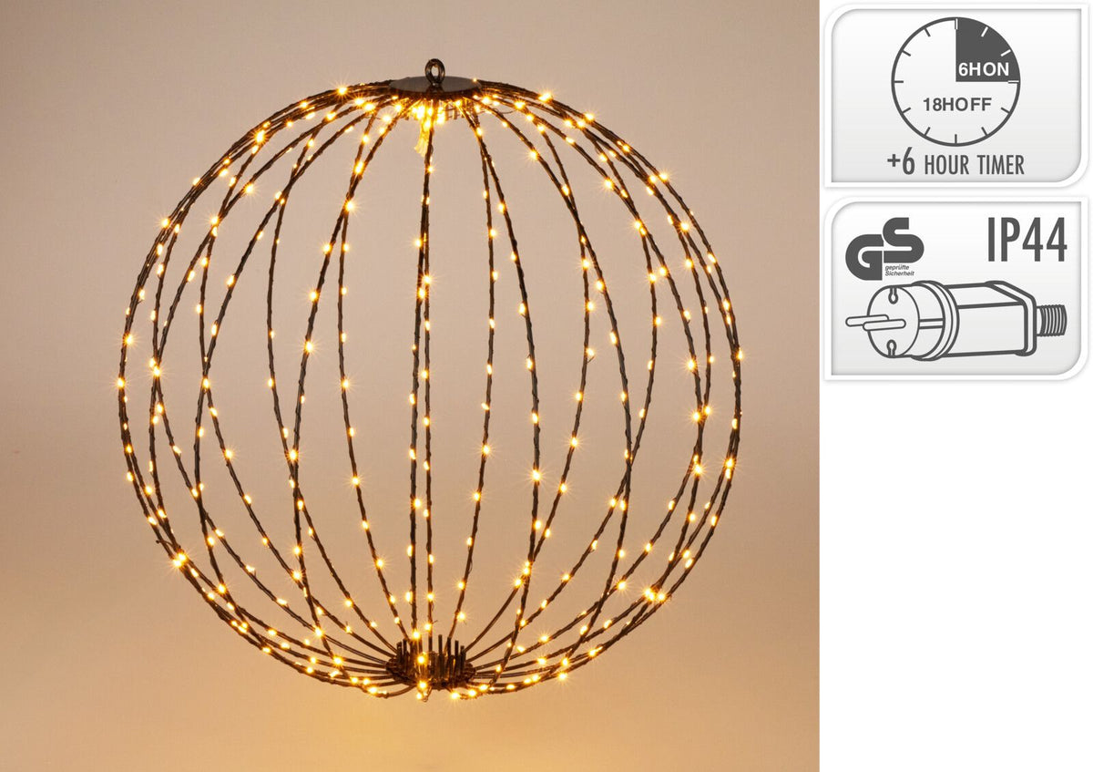 Sfera luminosa 320 LED, 50 cm, luce bianco caldo