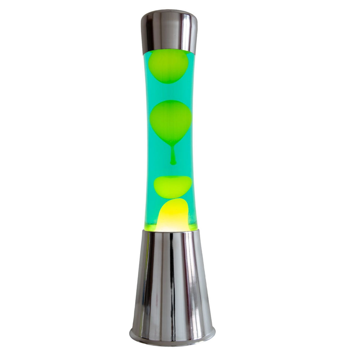 LAMPADA LAVA LAMP CHROME GIALLA LIQUIDO VERDE H40CM