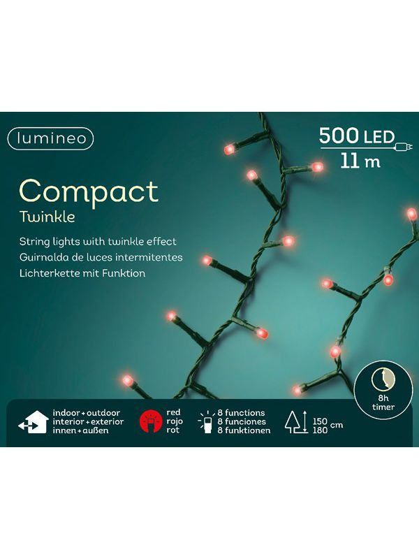 LUCI DI NATALE 500 LED ROSSI 1100CM