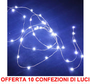 OFFERTA 10 CONFEZIONI DA 10 MICROLED LINEARI LUCI BIANCO FREDDO A BATTERIA