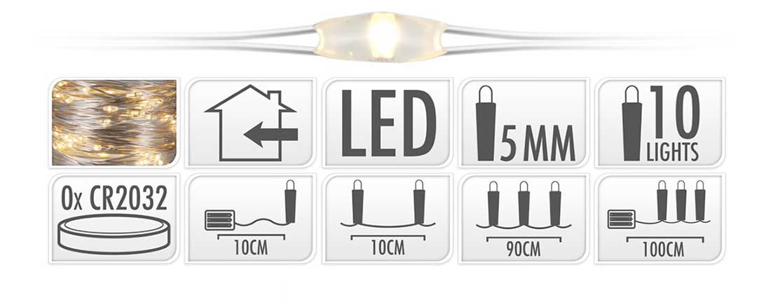 OFFERTA 10 CONFEZIONI DA 10 MICROLED LINEARI LUCI BIANCO CALDO A BATTERIA